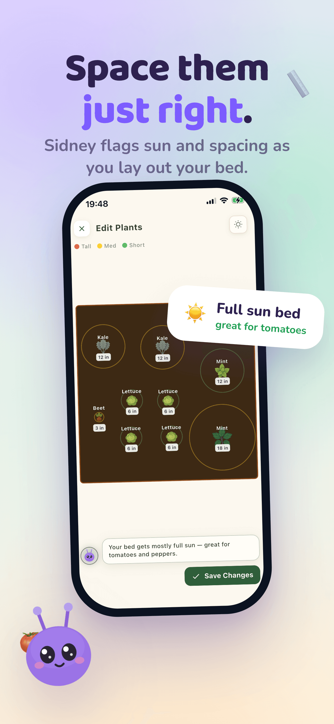Sun and spacing flagged as you lay out a bed